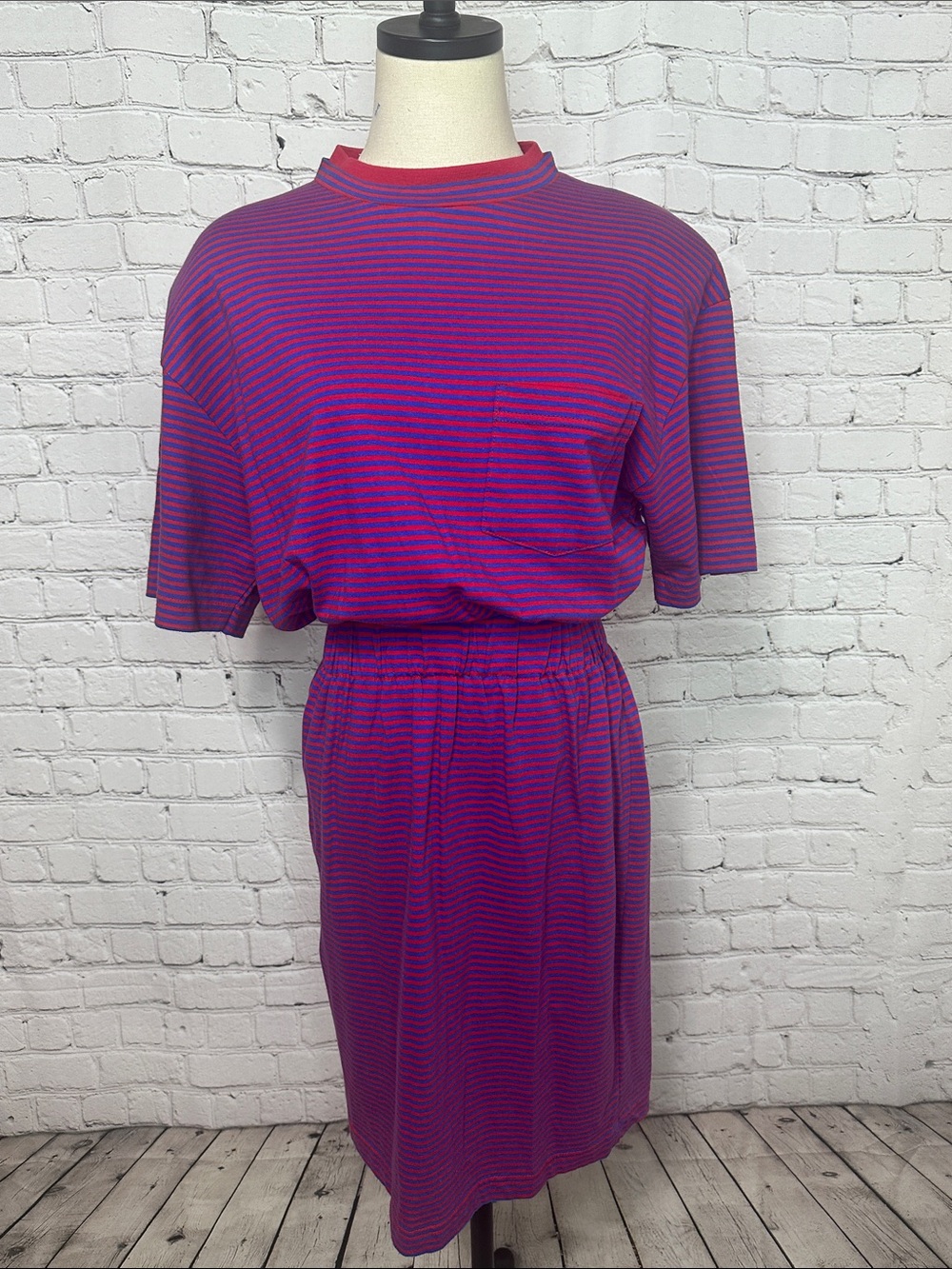 Vintage 80s/90s IVY Impressions Striped Cotton Dress Shoulder Pads Size M w/ Tag